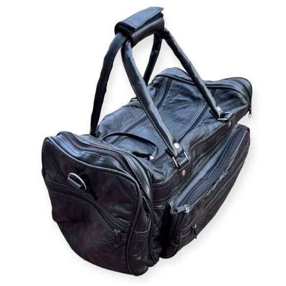 ❌SOLD❌ Leather Travel Weekender Duffle Bag in Black. - Picture 5 of 10